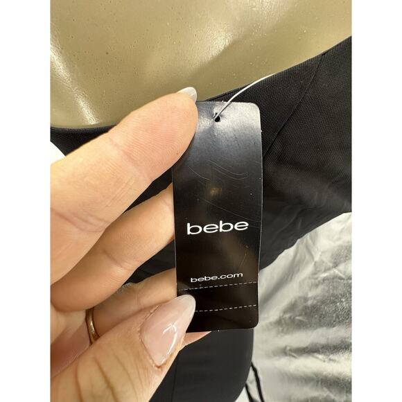 NEW BEBE XS Women Black Side ZIP One Shoulder Maxi Dress Evening Party 6-24 - Picture 7 of 9